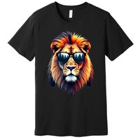 Funny Colorful Lion In Sunglasses Lions Premium T-Shirt