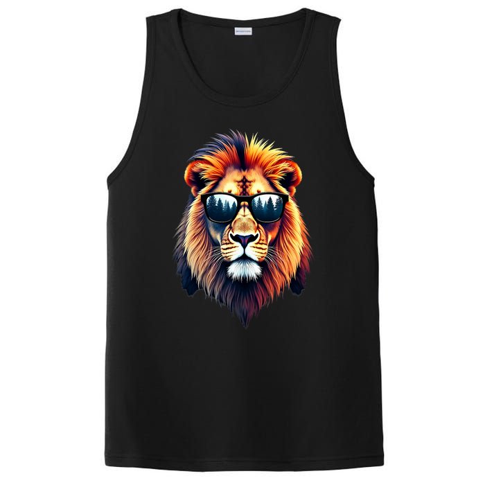 Funny Colorful Lion In Sunglasses Lions PosiCharge Competitor Tank