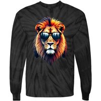 Funny Colorful Lion In Sunglasses Lions Tie-Dye Long Sleeve Shirt