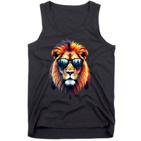 Funny Colorful Lion In Sunglasses Lions Tank Top