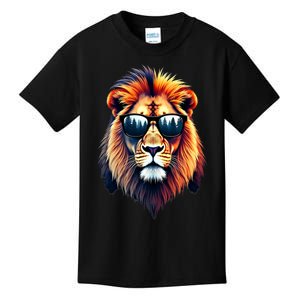 Funny Colorful Lion In Sunglasses Lions Kids T-Shirt