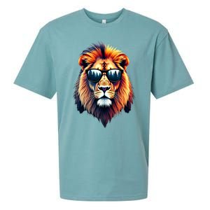 Funny Colorful Lion In Sunglasses Lions Sueded Cloud Jersey T-Shirt