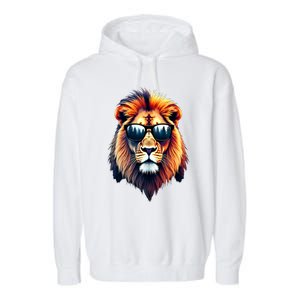 Funny Colorful Lion In Sunglasses Lions Garment-Dyed Fleece Hoodie