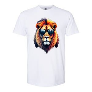 Funny Colorful Lion In Sunglasses Lions Softstyle CVC T-Shirt