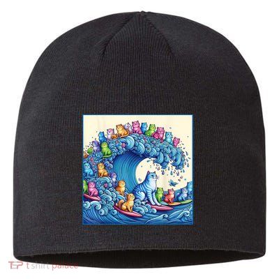 Funny Cat Lovers Kamala Harris Blue Cats Wave Funny Blue Cats Wave For Kamala Sustainable Beanie