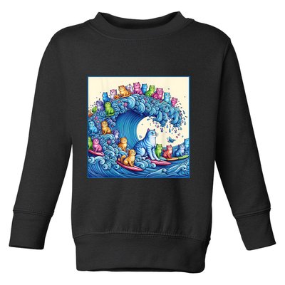 Funny Cat Lovers Kamala Harris Blue Cats Wave Funny Blue Cats Wave For Kamala Toddler Sweatshirt