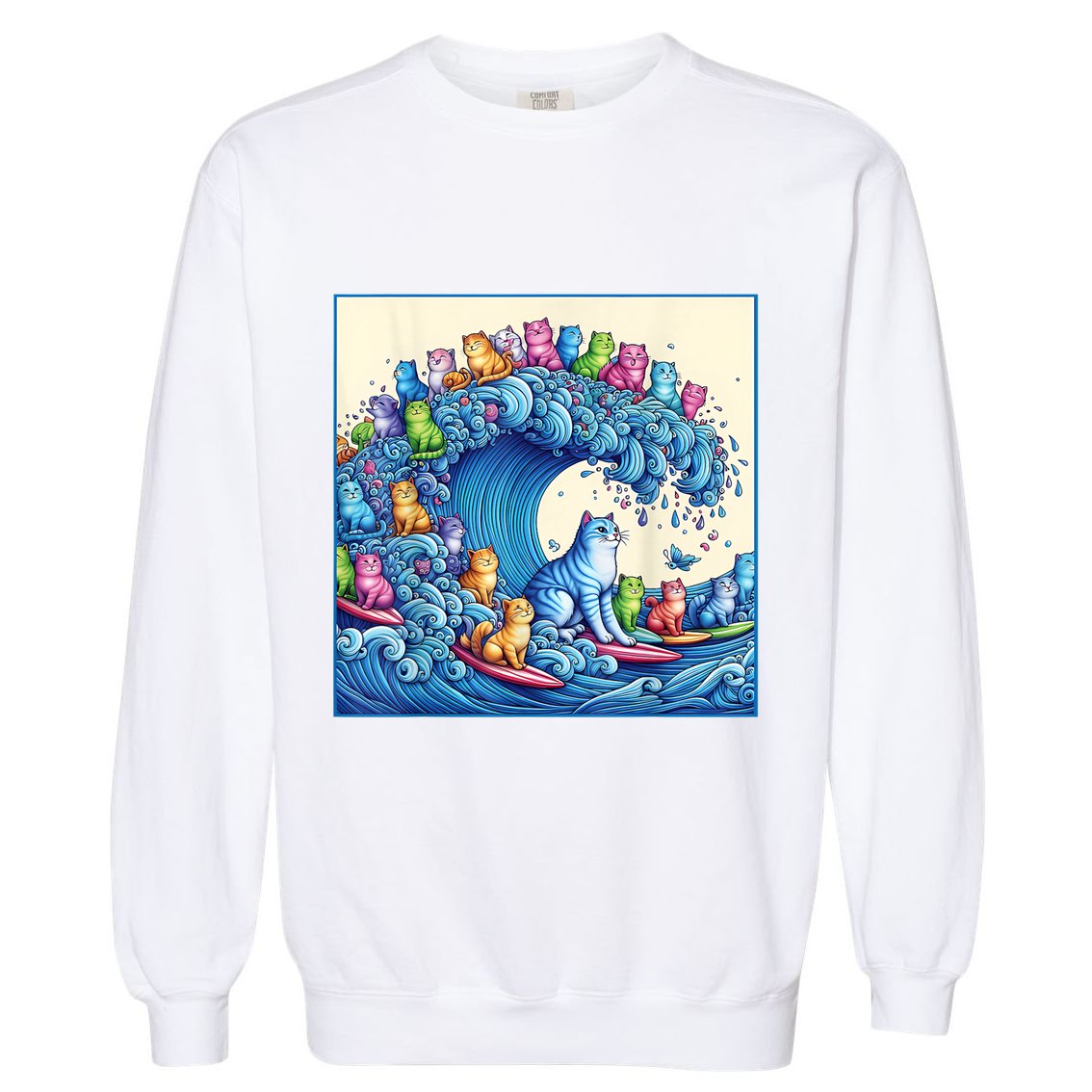 Funny Cat Lovers Kamala Harris Blue Cats Wave Funny Blue Cats Wave For Kamala Garment-Dyed Sweatshirt