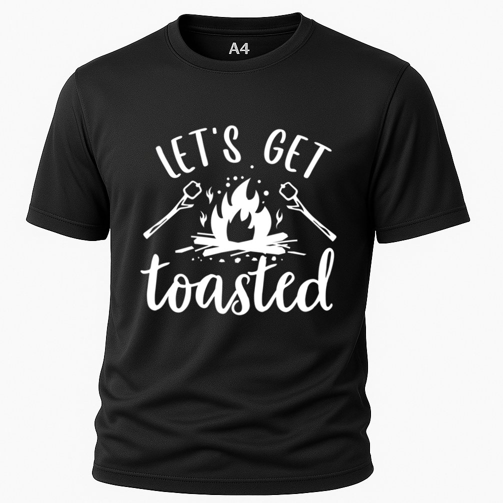 Funny Camping LetS Get Toasted Cool Campers Gift Cooling Performance Crew T-Shirt