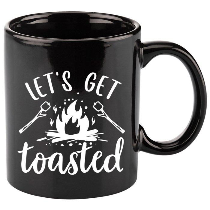 Funny Camping LetS Get Toasted Cool Campers Gift 11oz C Handle Ceramic Mug