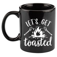 Funny Camping LetS Get Toasted Cool Campers Gift 11oz C Handle Ceramic Mug
