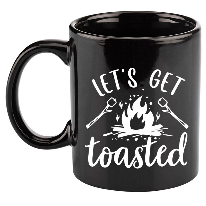 Funny Camping LetS Get Toasted Cool Campers Gift 11oz C Handle Ceramic Mug