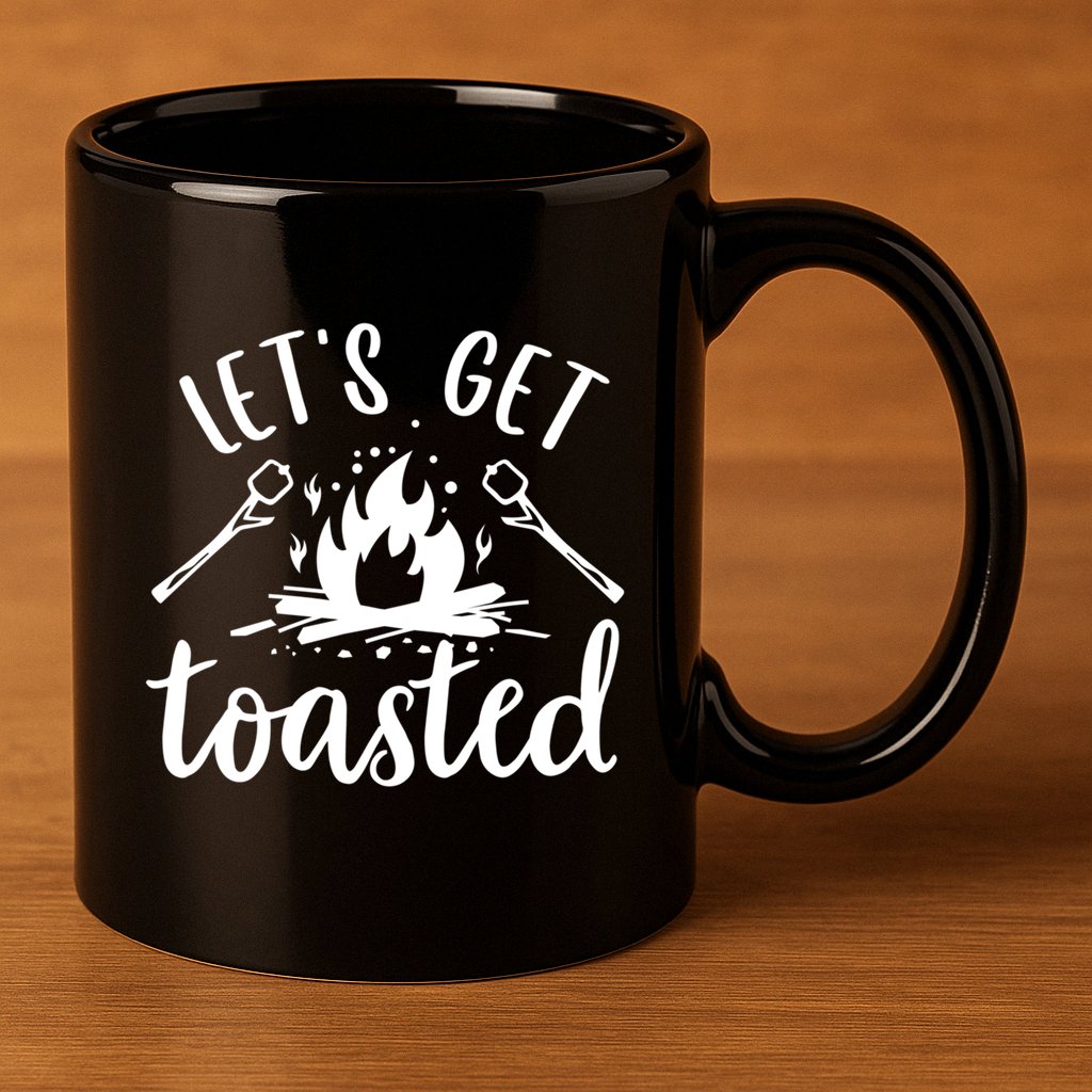 Funny Camping LetS Get Toasted Cool Campers Gift 11oz C Handle Ceramic Mug