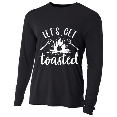 Funny Camping LetS Get Toasted Cool Campers Gift Cooling Performance Long Sleeve Crew