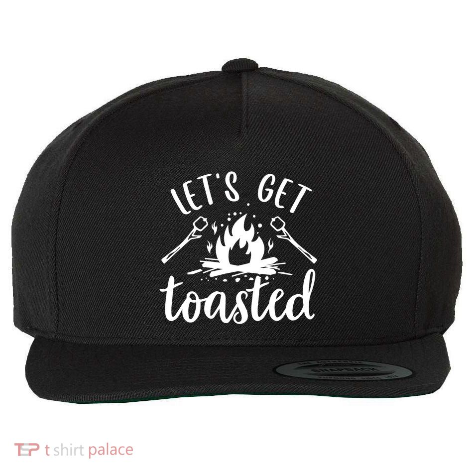 Funny Camping LetS Get Toasted Cool Campers Gift Wool Snapback Cap
