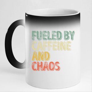 Funny Coffee Lover Cool Gift Fueled By Caffeine And Chaos Cute Gift 11oz Black Color Changing Mug