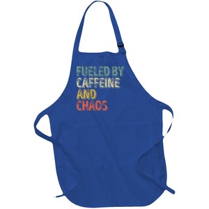 Funny Coffee Lover Cool Gift Fueled By Caffeine And Chaos Cute Gift Full-Length Apron With Pockets