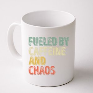 Funny Coffee Lover Cool Gift Fueled By Caffeine And Chaos Cute Gift Coffee Mug