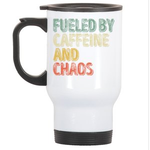 Funny Coffee Lover Cool Gift Fueled By Caffeine And Chaos Cute Gift Stainless Steel Travel Mug