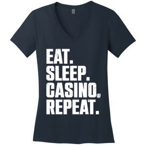 Funny Casino Lover Design For  Wo Casino Gambler Poker Women's V-Neck T-Shirt