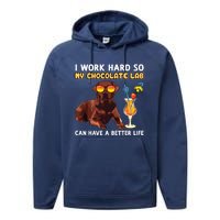 Funny Chocolate Lab Design Chocolate Labrador Lovers Performance Fleece Hoodie