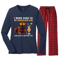 Funny Chocolate Lab Design Chocolate Labrador Lovers Women's Long Sleeve Flannel Pajama Set 