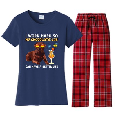 Funny Chocolate Lab Design Chocolate Labrador Lovers Women's Flannel Pajama Set