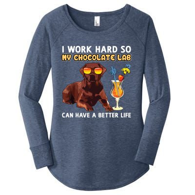 Funny Chocolate Lab Design Chocolate Labrador Lovers Women's Perfect Tri Tunic Long Sleeve Shirt