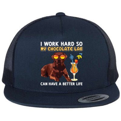 Funny Chocolate Lab Design Chocolate Labrador Lovers Flat Bill Trucker Hat