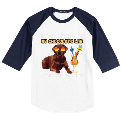 Funny Chocolate Lab Design Chocolate Labrador Lovers Baseball Sleeve Shirt