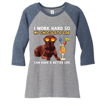 Funny Chocolate Lab Design Chocolate Labrador Lovers Women's Tri-Blend 3/4-Sleeve Raglan Shirt