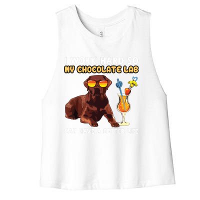 Funny Chocolate Lab Design Chocolate Labrador Lovers Women's Racerback Cropped Tank