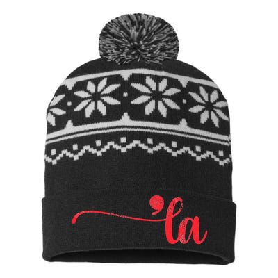 Funny Comma La Kamala Harris Punctuation La Election Vote USA-Made Snowflake Beanie