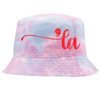 Funny Comma La Kamala Harris Punctuation La Election Vote Tie-Dyed Bucket Hat