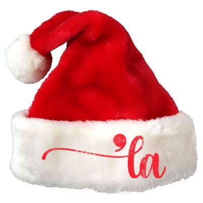 Funny Comma La Kamala Harris Punctuation La Election Vote Premium Christmas Santa Hat