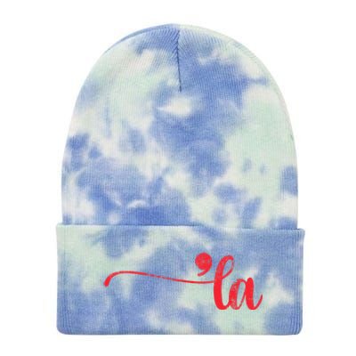 Funny Comma La Kamala Harris Punctuation La Election Vote Tie Dye 12in Knit Beanie