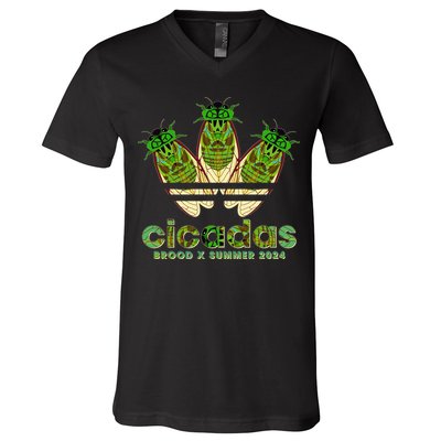 Funny Cicadas Logo Brood X Summer 2024 V-Neck T-Shirt