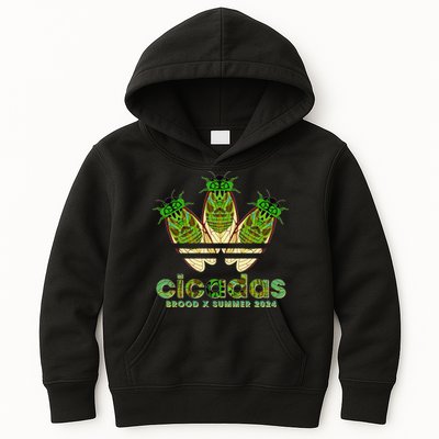 Funny Cicadas Logo Brood X Summer 2024 Kids Hoodie