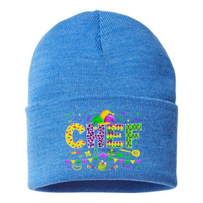 Funny Chef Lover Mardi Gras Carnival Party Cute Gift Sustainable Knit Beanie