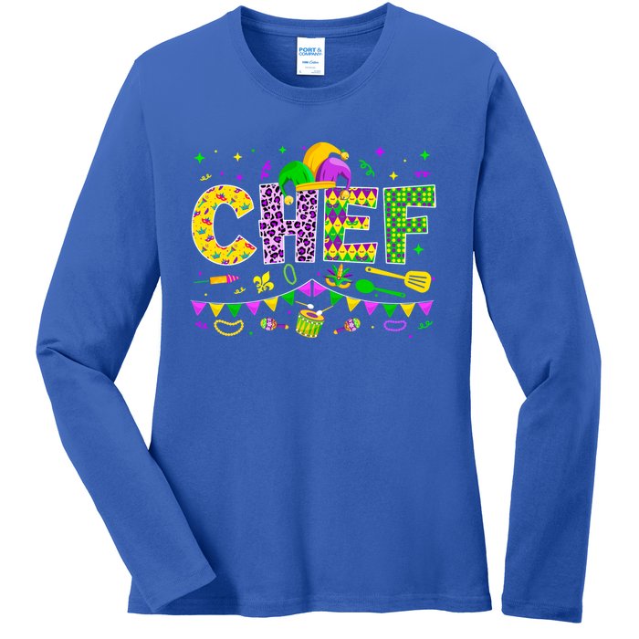 Funny Chef Lover Mardi Gras Carnival Party Cute Gift Ladies Long Sleeve Shirt