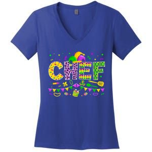 Funny Chef Lover Mardi Gras Carnival Party Cute Gift Women's V-Neck T-Shirt