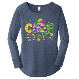 Funny Chef Lover Mardi Gras Carnival Party Cute Gift Women's Perfect Tri Tunic Long Sleeve Shirt