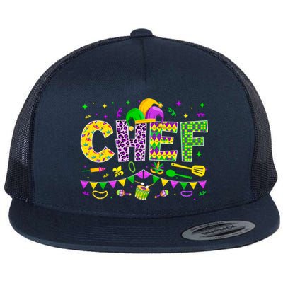 Funny Chef Lover Mardi Gras Carnival Party Cute Gift Flat Bill Trucker Hat