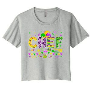 Funny Chef Lover Mardi Gras Carnival Party Cute Gift Women's Crop Top Tee