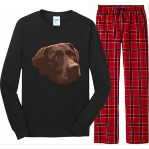 Funny Chocolate Lab Labrador Retriever Dog Head Long Sleeve Pajama Set