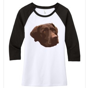 Funny Chocolate Lab Labrador Retriever Dog Head Women's Tri-Blend 3/4-Sleeve Raglan Shirt