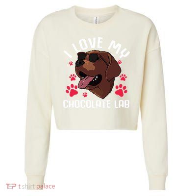 Funny Chocolate Labrador Retriever Gift Men Women Lab Lover Cropped Pullover Crew