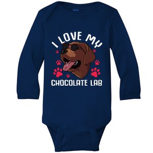 Funny Chocolate Labrador Retriever Gift Men Women Lab Lover Baby Long Sleeve Bodysuit