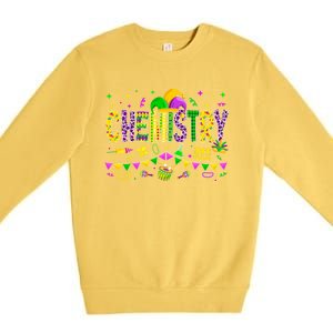 Funny Chemistry Lover Mardi Gras Carnival Party Gift Premium Crewneck Sweatshirt