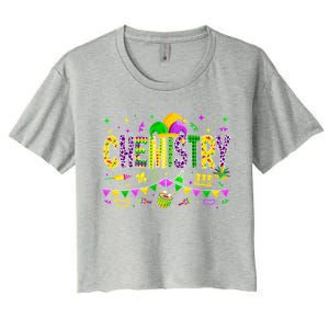 Funny Chemistry Lover Mardi Gras Carnival Party Gift Women's Crop Top Tee