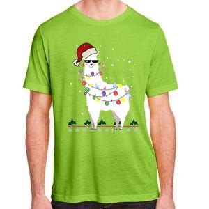 Funny Christmas Llama Santa Hat Ugly Xmas Tree Alpaca Adult ChromaSoft Performance T-Shirt